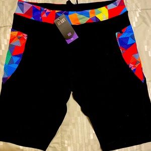 Ladies XL black bike spandex shorts, with pockets on the side, new